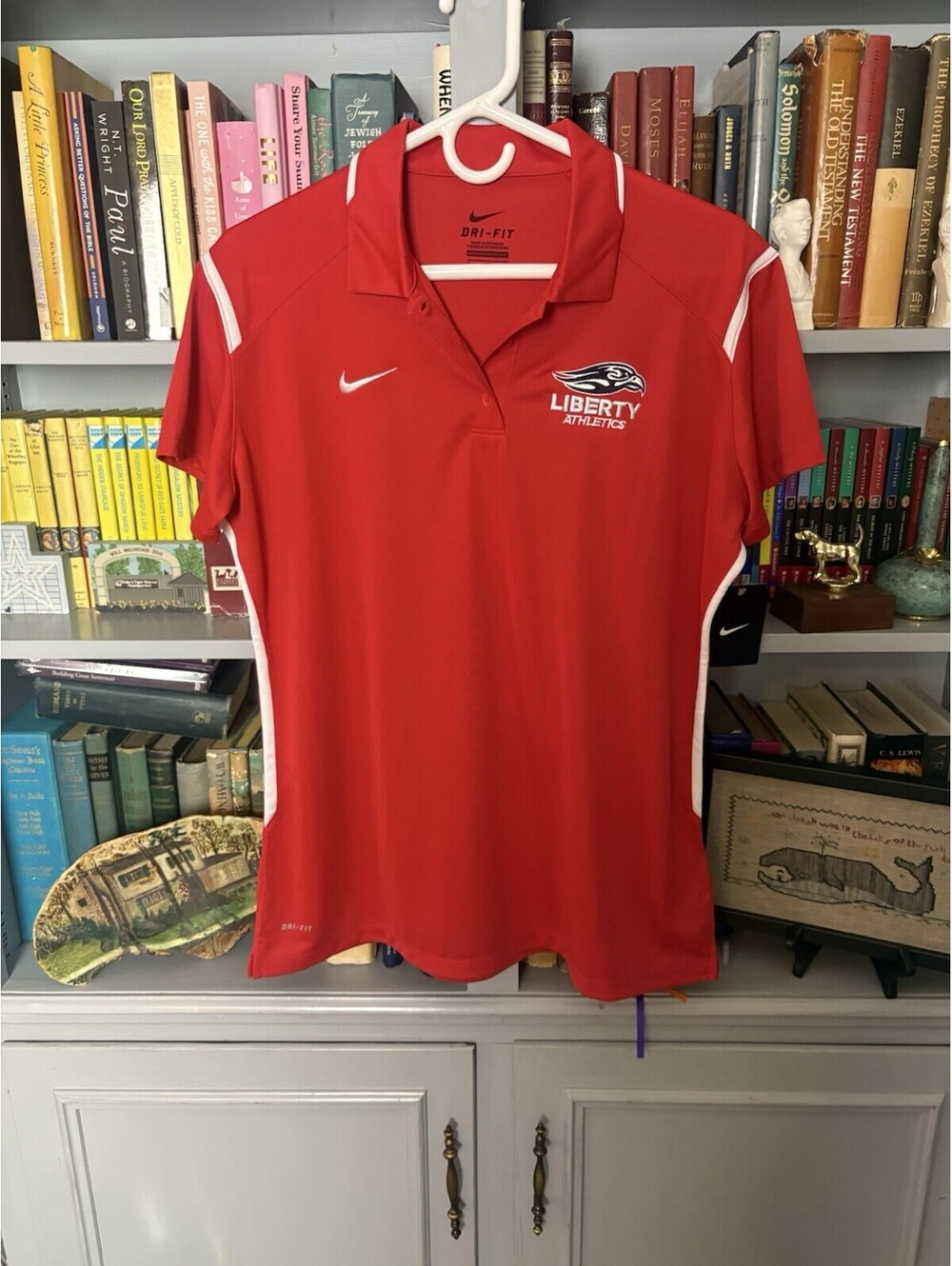 Liberty Flames Nike Dri-Fit Polo Women's Red & White New XL